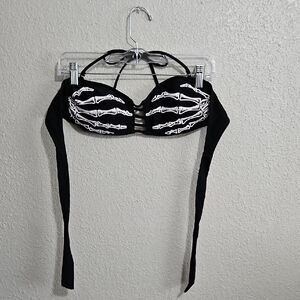 Black Skeleton Hand Bikini Top